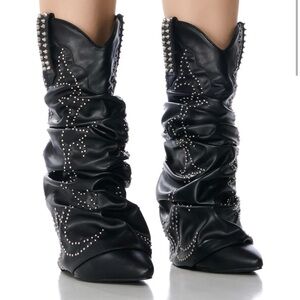 Stylist studded rhinestone cowboy boots